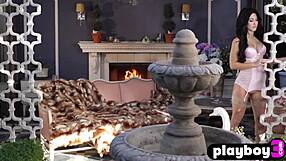 Big tits blonde strips rips clothes bares natural boobs