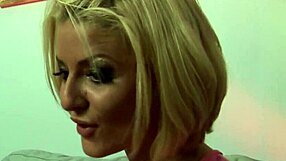 Tia layne slides glass dildo deep into romana ryder's shaved pussy outdoors