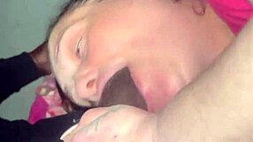 bbw bimbo gags deep on bbc choking gumming balls cum mouthful interracial