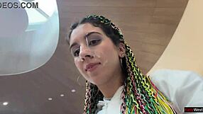 Crazy public mall cumwalk ends with toilet blowjob facial explosion