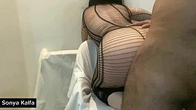 sexy arab secretary's big natural tits jiggle as boss bends her over for intense doggystyle promotion fuck with cum on fat ass