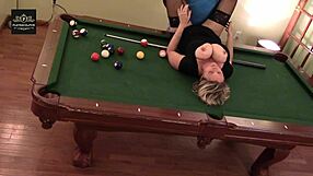 Hot Milf Wife Handled Hard on Pool Table with Huge Tits Rocking!