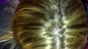 blonde amateur bends over for deepthroat blowjob and facial cumshot