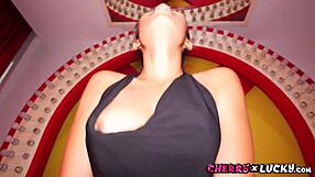 Sexy Amateur Thai Asian Fucks Pussy in Black Dress Cumshot