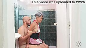 stepsis scrubs bathroom while i bathe doesnt wait ends up taking my cock spanish style