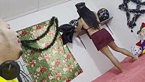 Wife Surprises Gamer with Christmas Deep Throat Doggy Big Cock