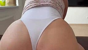 julia fit takes dirty anal creampie bent over in white thong