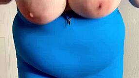 Curvy Plump Asian Worships Her Massive Natural Boobs During Soft Workout