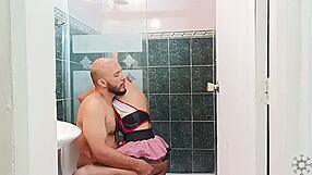 stepsis scrubs bathroom while i bathe doesnt wait ends up taking my cock spanish style