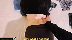 fixing stepson's room i ask for massage but he gets too excited handling me