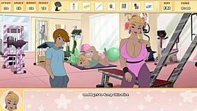 milftoon blonde milf mrs kelly's huge tits bounce in cheating workout fuck