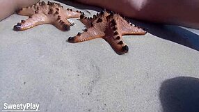 i remotely buzz vibrator making my nude bbw wife orgasm on beach