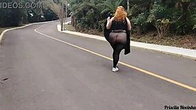 priscila novinha struts streets in see-through miniskirt no panties flashing big natural tits legs