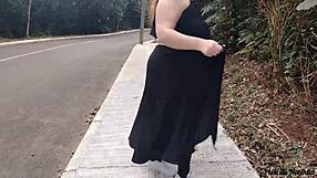 priscila novinha struts streets in see-through miniskirt no panties flashing big natural tits legs