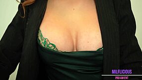 Working Home with Busty Redhead Stepmom Jessica Aaren's Huge Tits Ride!