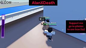 Roblox fight game hides steamy public pussy riding action