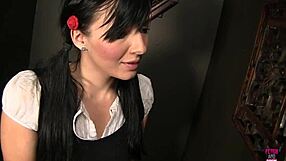 cute ashley rubs BIG CLIT while deepthroating long shaft in confessional booth