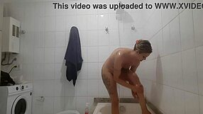 curvy brazilian beauty showers unaware as husbands camera catches every curve