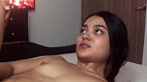 Colombian cutie feels his full cock while puffing a joint