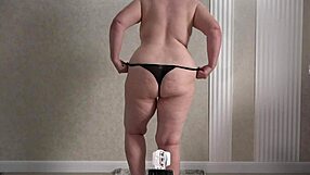 big ass mature wife tries panties for lover's voyeur camera