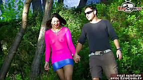 french brunette milf neighbor rams anal hard in forest outdoors bitch style