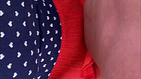 Stepmom in panties gives cfnm handjob to teen's huge cock outdoors, massive taboo creampie