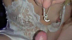 Skinny Milf With Huge Pussy Lips Jerks Cock And Licks Cum Clean