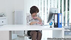 euro milf alice sharp strips in stockings and rips clothes at office