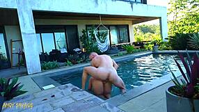 whoa, this asian slut takes rough anal outdoors then deepthroat at pool!!