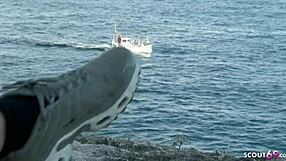 Young German Couple's Passionate Outdoor Facial Cumshot on Mallorca Holiday