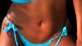 Carolina strips bikini under sun then takes wild pounding fuck