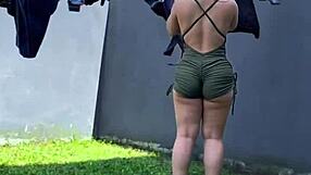 your hot neighbor's delicious big ass routine in tight leather leggings 🍑🔥