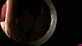 cute ashley rubs BIG CLIT while deepthroating long shaft in confessional booth