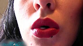 Matte Red Lipstick Tempts on Smoking Milf Housewife