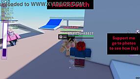 Roblox fight game hides steamy public pussy riding action