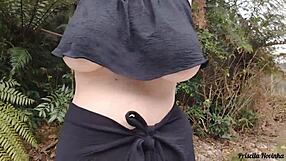 priscila novinha struts streets in see-through miniskirt no panties flashing big natural tits legs