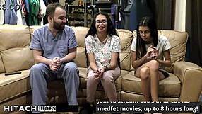 Freshman patient Angel Santana moans to mandatory Hitachi vibrator orgasm from doctor