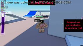 Roblox fight game hides steamy public pussy riding action