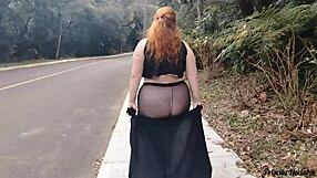 priscila novinha struts streets in see-through miniskirt no panties flashing big natural tits legs