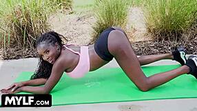 naomi foxxx bends flexible after workout gagging on monster cock doggystyle