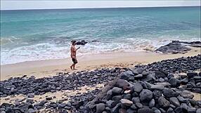 Stranger fucks chubby blonde neighbor bent over at nude beach