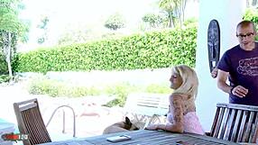 Colombian blonde yesenia wakes terry with sloppy morning blowjob