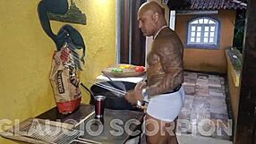 Husband buys charcoal while wife anal fucks black churrasqueiro deep