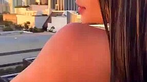 hot latina gym babe with big ass and tits strips outdoors for athletic lesbian play