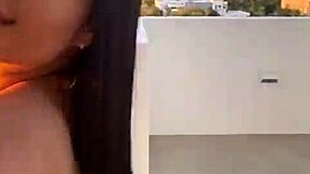 hot latina gym babe with big ass and tits strips outdoors for athletic lesbian play