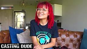 18yo Redhead Latina GAGS on Monster Cock in Sloppy Casting