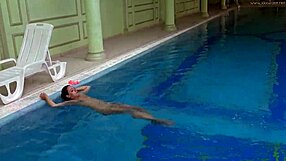 Does Hungarian Milf Sazan Tease Her Big Tits Underwater in Pool?