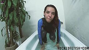 Skinny Bikini Babe in Spandex Dives into Underwater Pool Sex Action