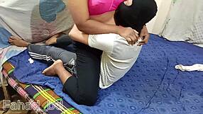 Desi college girl rides boyfriend's cock cowgirl style in dorm room alone