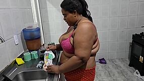 Stepmom Gets FUCKED Hard In Kitchen By Stepson Multiple Cumshots